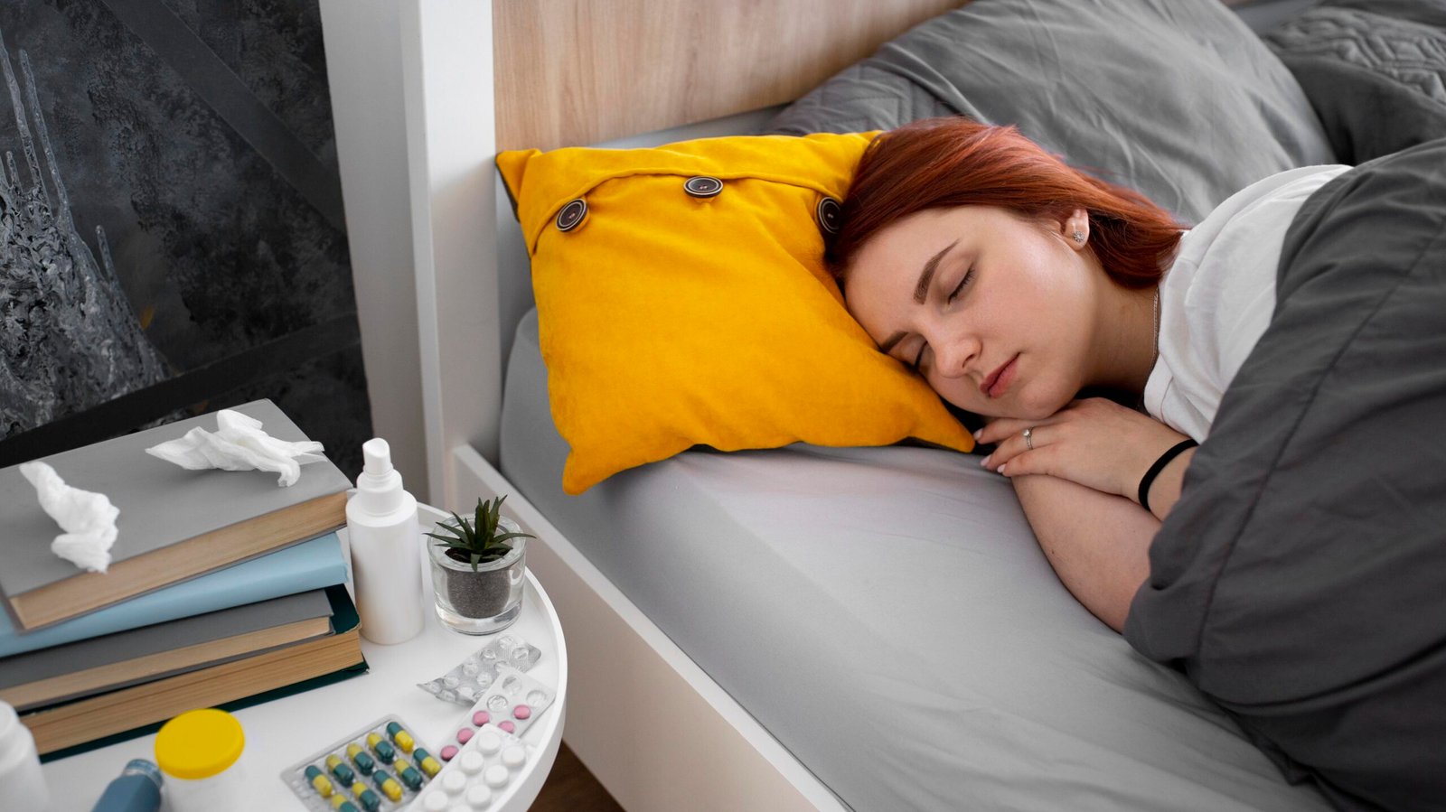 young adult home suffering from illness